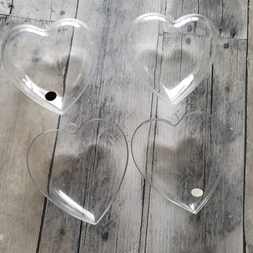 Set of 3 Clear Fillable Plastic Heart Containers - 4